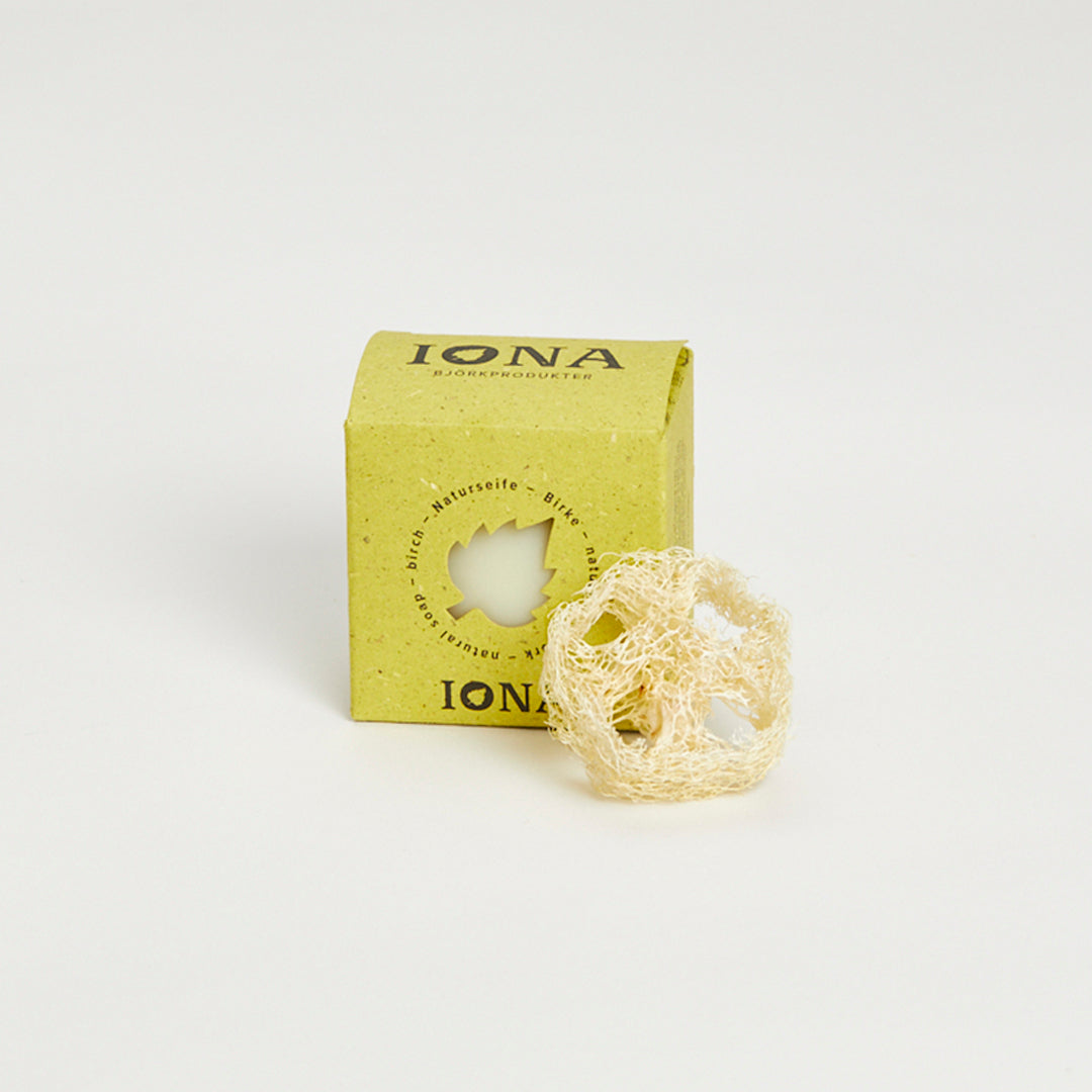 Birkenseife mit Luffaschwamm