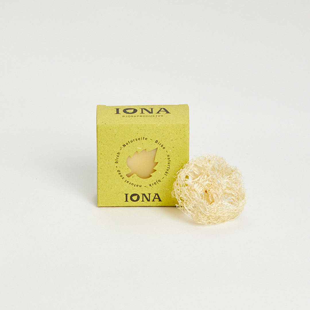 Birkenseife mit Luffaschwamm